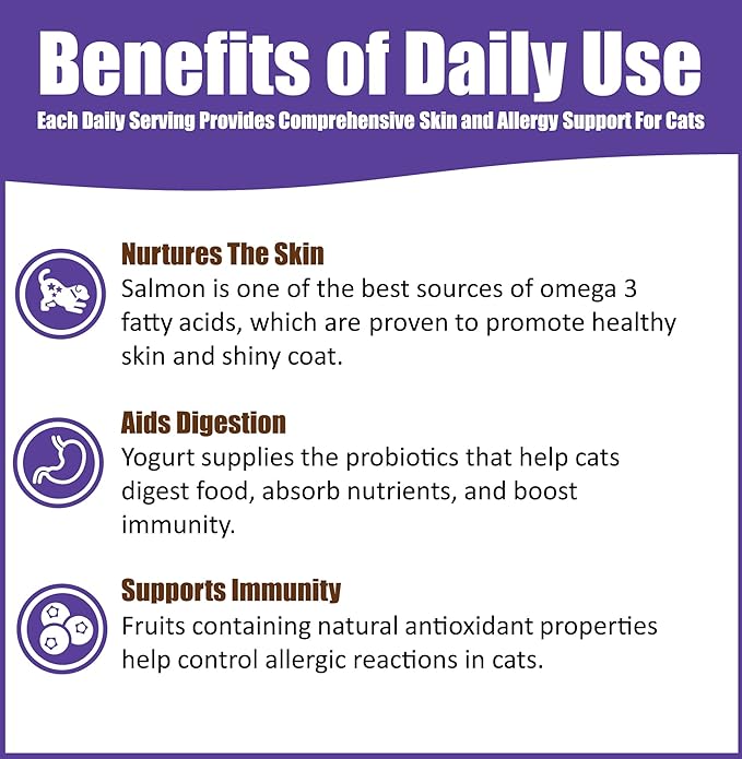 Whole Life Pet Healthy Skin Daily Supplement for Cats – Omegas, Probiotics, Antioxidants. Skin, Anti-Itch, Allergies. Mixes in Food or with Water for Hydrating Snack