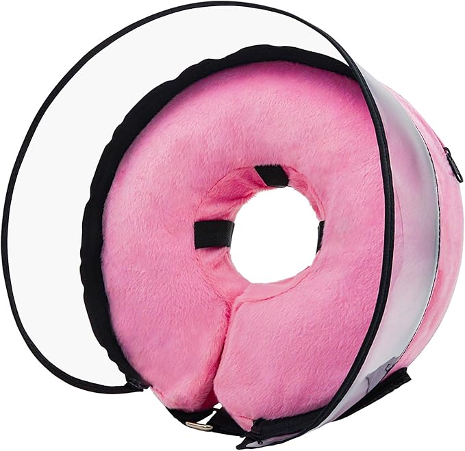 Dog Cone,Dog Surgery Collar,Dog Cones for Small Medium Large Dogs,Inflatable Cone for Dogs,Dog Cone Collar, Does not Impede Vision Dog Recovery Collar(L Pink)