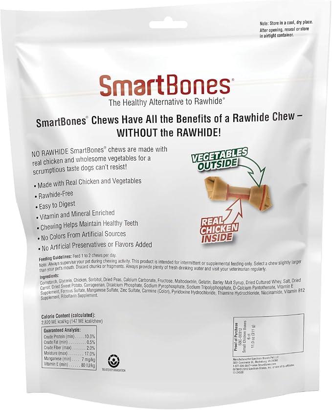 SmartBones Small Chews, Treat Your Dog to a Rawhide-Free Chew Made with Real Meat and Vegetables