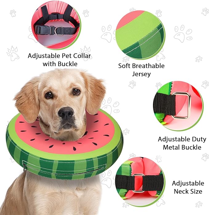 Dog Cone Collar for Small Medium Large Dogs for After Surgery, Pet Inflatable Neck Donut Collar Soft Protective Recovery Cone for Dogs and Cats - Alternative E Collar Does not Block Vision - Red,L