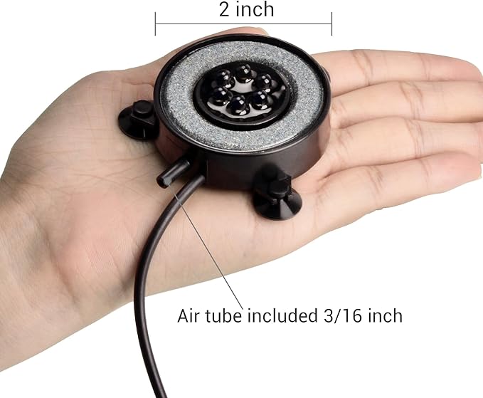 NICREW Multi-Colored LED Aquarium Bubbling Stone Disk, Round Fish Tank Bubbler with Auto Color Changing LEDs