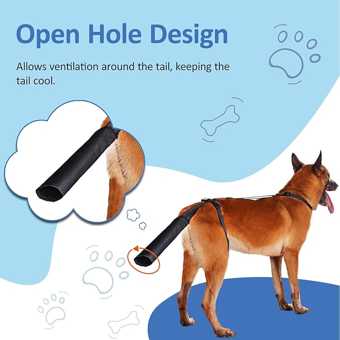 BARKLESS Dog Tail Protector, Dog Tail Guard for Medium Large Dogs, Adjustable Dog Tail Cover to Prevents Licking Wounds, Breathable Tail End Bag for Happy Tail Syndrome Recovery