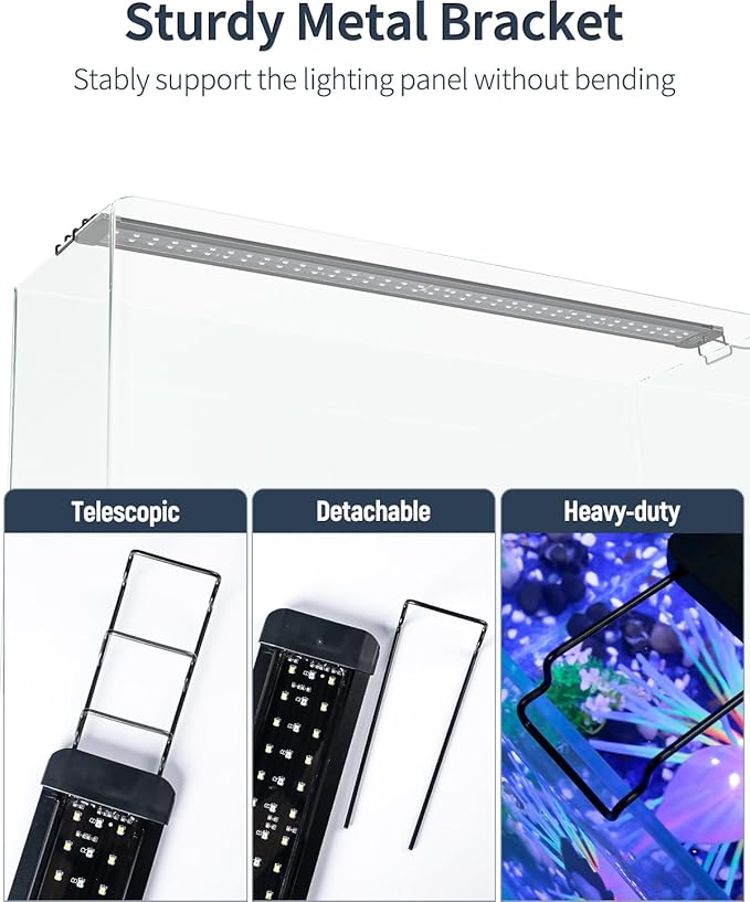 Pawfly 26W Aquarium LED Light for 36 to 48 Inch Fish Tanks Extendable Fish Tank Light with Full Spectrum Brilliant White Blue Red Lights with Daytime & Night Modes and Adjustable Brightness