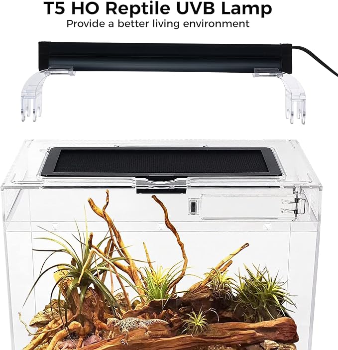 yeesport T5 HO Reptile UVB Lamp, 8W UVB Lighting Combo Kit for Reptile Terrariums, Light Fixture with Curved Aluminum Reflector, UVB Lighting for Desert Tropical Amphibians