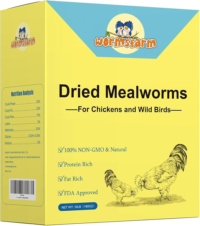 10lb Dried Mealworms for Wild Birds Premium Non-GMO Organic Chickens Feed, for Laying Hens,Ducks, Reptiles