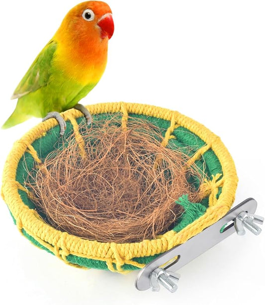 KATUMO Bird Nest, Conure Breeding Nest Parrot Bed with Natural Coconut Fiber Bedding for Budgie, Parakeet, Cockatiel, Conure, Lovebird, Canary, Finch, Small Birds