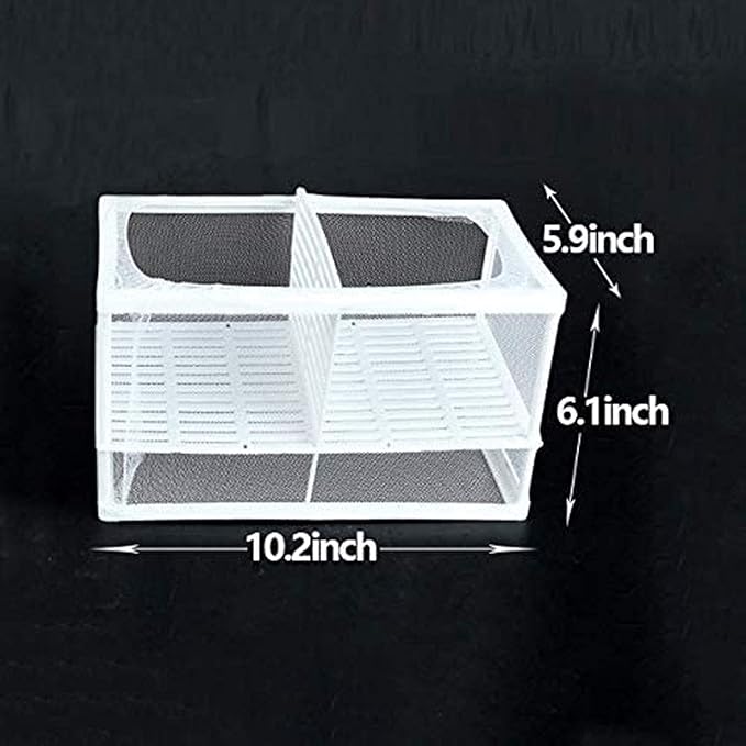 Aquarium Fish Breeder Box, Hatching Box, Juvenile Fish Spawning Incubator, Water Isolation Net Hatcher, Nylon Mesh Fish Fry Hatchery Breeder Box Separation Net（White 3 Rooms L）