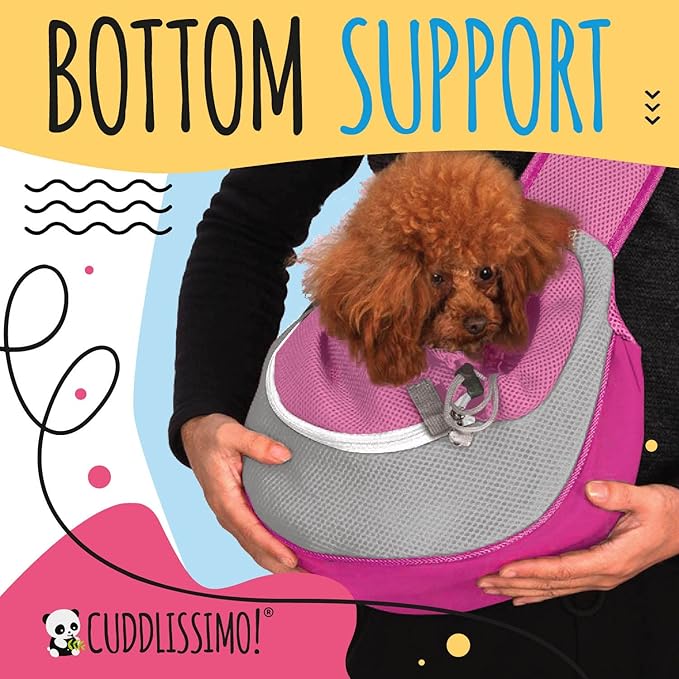 Pet Sling Carrier - Small Dog Puppy Cat Carrying Bag Purse Pouch - For Pooch Doggy Doggie Yorkie Chihuahua Baby Papoose Bjorn - Hiking Front Backpack Chest Body Holder Pack To Wear (Pink)