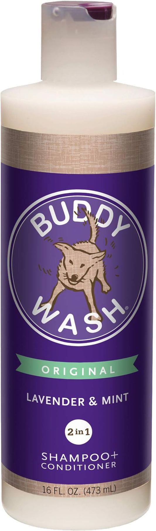 Buddy Wash 2-in-1 Dog Shampoo and Conditioner for Dog Grooming, Lavender & Mint, 16 oz. Bottle