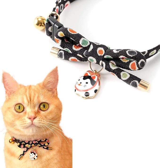 Necoichi ZEN Hariko Charm Cat Collar (Black)