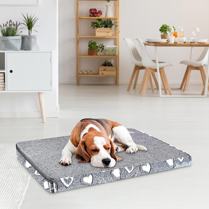 VANKEAN Dog Crate Mat Reversible Cool and Warm, Stylish Dog Bed for Crate with Waterproof Inner Linings and Removable Machine Washable Cover, Firm Support Dog Pad for Small to XX-Large Dogs, Grey