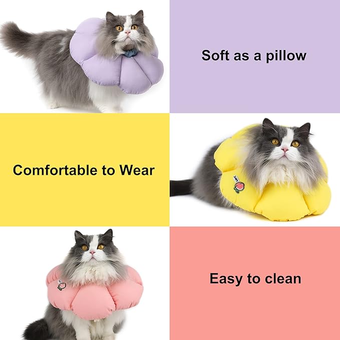 HiDREAM Cat Cone Collar,Cute Waterproof Elizabethan e Collar for Cats,Anti-Bite Lick Wound Healing Safety Cat Recovery Collar,All-Season Style