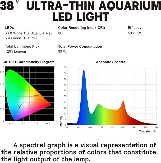 Aquarium Lights Fish Tank Light (Switch Version, 38-44'')