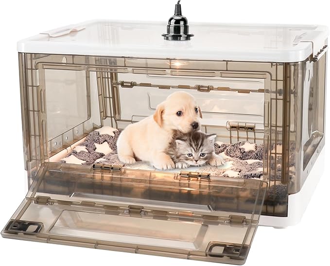 Puppy Incubator - Puppy Incubator with Heating,Incubator for Newborn Puppies and Kittens,Kitten Incubator,Incubator for Puppies with Puppy Bed Mat 55L