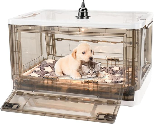 Puppy Incubator - Puppy Incubator with Heating,Incubator for Newborn Puppies and Kittens,Kitten Incubator,Incubator for Puppies with Puppy Bed Mat 55L
