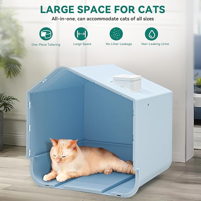 YITAHOME Extra Large Enclosed Cat Litter Box with Mat and Litter Scoop, Odorless Anti-Splashing XL Covered Hooded Cat Box, No Installation Needed