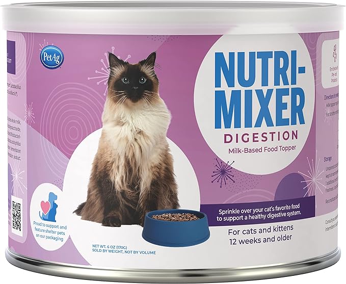 Pet-Ag Nutri-Mixer Digestive - 6 oz - Milk-Based Food Topper for Cats & Kittens 12 Weeks and Older - Easy to Digest