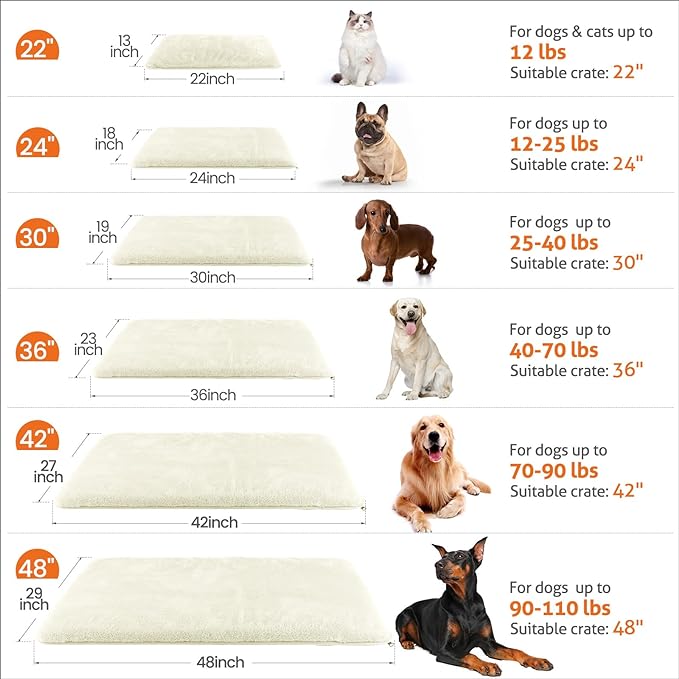 Mora Pets Dog Crate Pad Waterproof Dog Bed Mat Ultra Soft Pet Bed with Removable Washable Cover Anti-Slip Bottom Memory Foam Kennel Pad for Medium Small Dogs 36 x 23 inch Beige