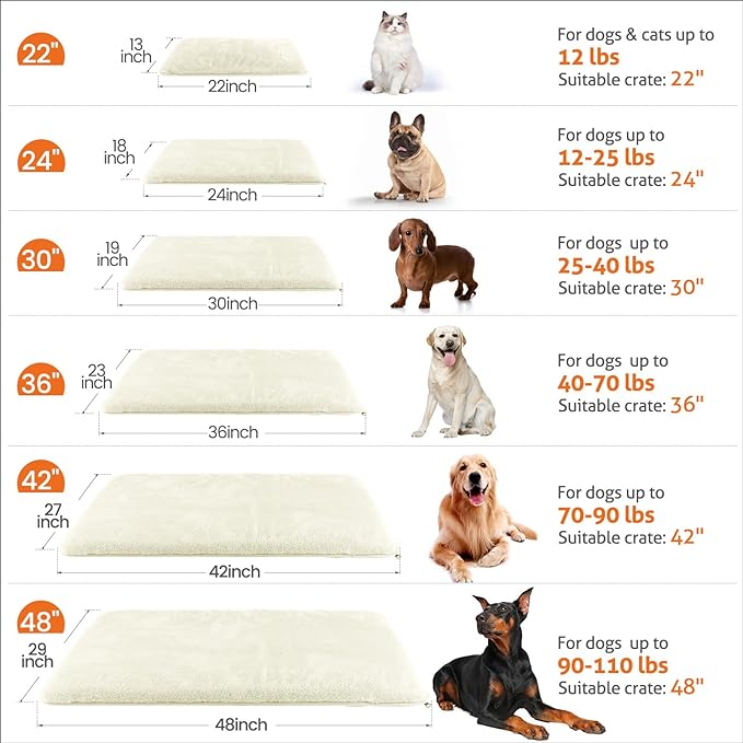 Mora Pets Dog Crate Pad Waterproof Dog Bed Mat Ultra Soft Pet Bed with Removable Washable Cover Anti-Slip Bottom Memory Foam Kennel Pad for Medium Large Dogs 42 x 27 inch Beige