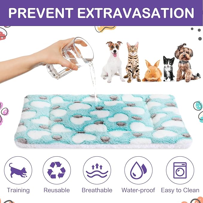 4 Pcs Waterproof Guinea Pig Bedding Winter Guinea Pig Plush Cage Liners Soft Dog Cat Bed Mat Reversible Cozy Animal Pee Pad Hamster Bed Mat Washable for Bunny (Heart,13 x 18.5 Inch)