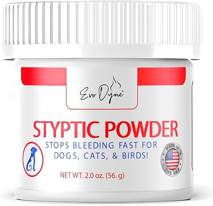 Styptic Powder for Dogs, Cats, and Birds (2 oz) by Evo Dyne | Fast-Acting Blood Stop Powder for Pets | Quick Stop Bleeding Powder for Dog Nail Clipping, Grooming, Cuts and More (1-Pack)