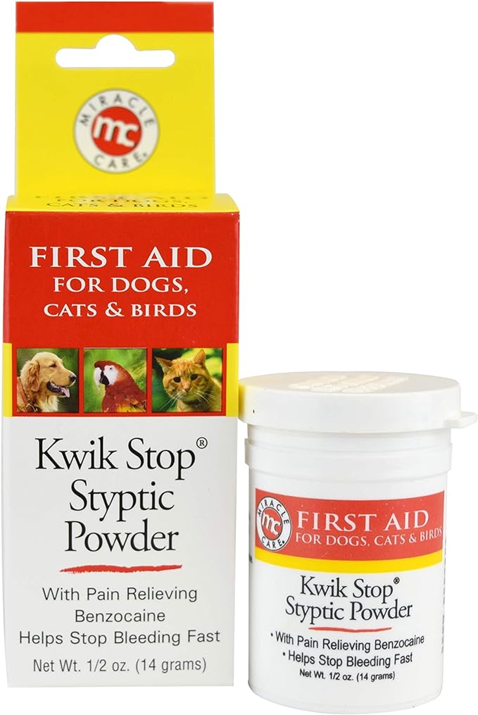 Kwik Stop Styptic Powder For Dogs, Cats, and Birds, Fast-Acting Blood Stop Powder For Pets, Quick Stop Bleeding Powder For Dog Nail Clipping and Minor Cuts, 0.5 oz.