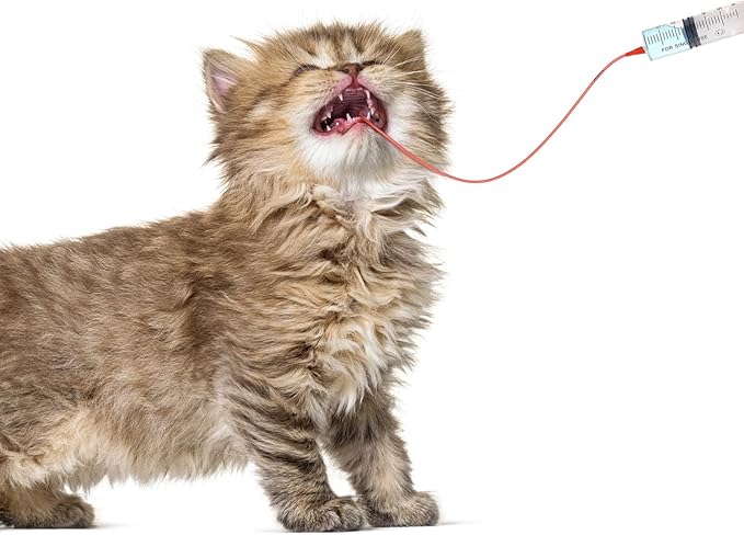 10 Pack Puppy Kitten Feeding Tube Kit Include 5 Pack 8 FR Red Rubber Puppy Feeding Tube and 5 Pack Clear Kitten Feeding Syringe 5 ML 10 ML 20 ML 30 ML 60 ML for Feeding Goat Kitten Puppy Small Animals