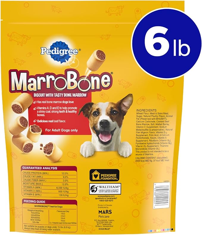 PEDIGREE MARROBONE Dog Treats Real Beef Flavor Crunchy Dog Biscuit, 6 lb. Pack