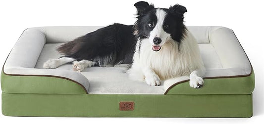 Bedsure Orthopedic Dog Bed for Large Dogs - Big Washable Dog Sofa Beds Large, Supportive Foam Pet Couch Bed with Removable Washable Cover, Waterproof Lining and Nonskid Bottom, Turquoise