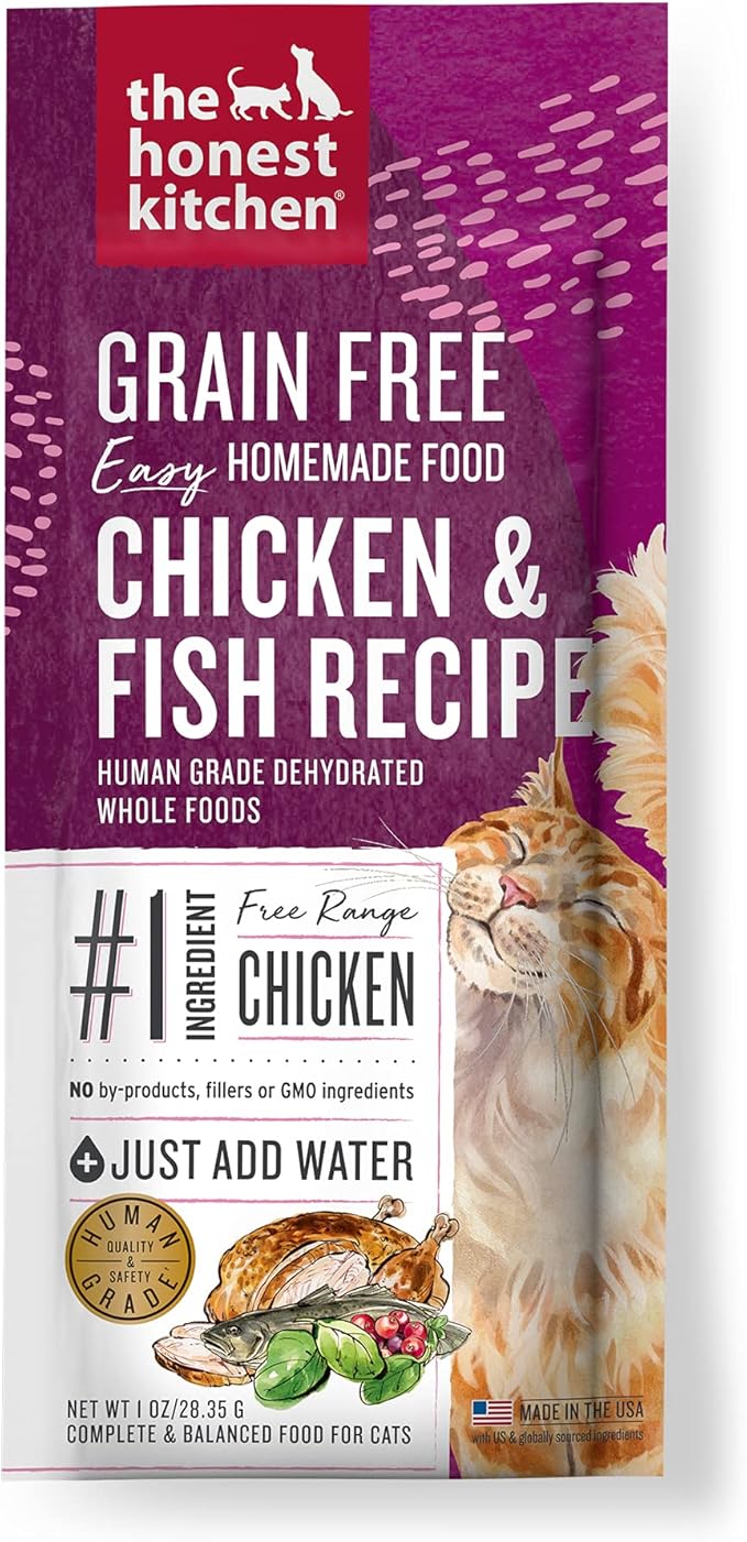 The Honest Kitchen Dehydrated Grain Free Chicken & Fish Cat Food, Single Serve Pack, 1 oz x10