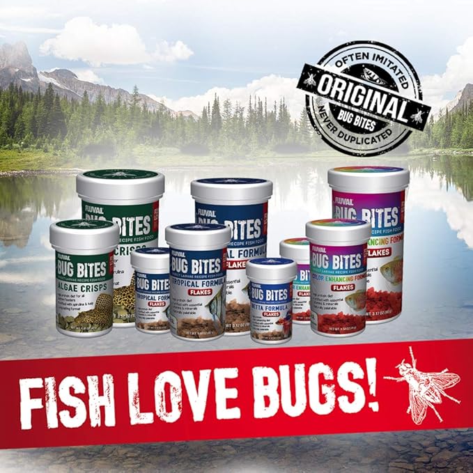 Fluval Bug Bites Tropical Fish Food, Flakes for Small to Medium Sized Fish, 3.17 oz., A7332, Brown
