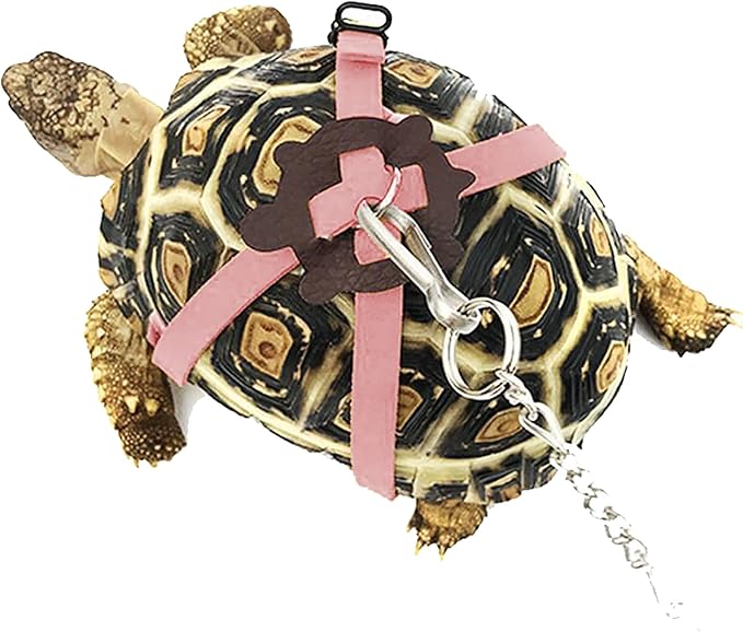 Bonaweite Turtle Leash Small Pets Turtle Leash and Harness Pet Tortoise Leash Walking Rope for Turtle Supplies Adjustable Control Rope for Outdoor Walking Training Pink