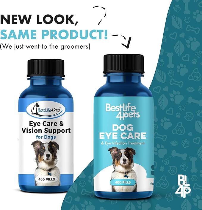 Eye Care and Vision Support Dog Supplement - Natural Eye Infection Treatment Relieves Conjunctivitis, Swelling, Discharge, and More - Stop The Dog Eye Drops Struggle with Easy to Use Pills