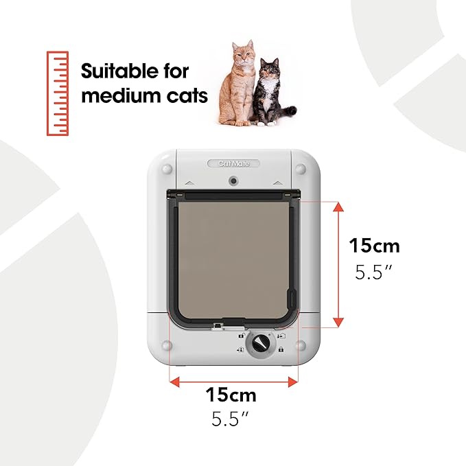 Closer Pets Cat Mate Microchip Activated Medium Size Cat Door for Entry Control of up to 30 Cats - ISO and AVID Compatible