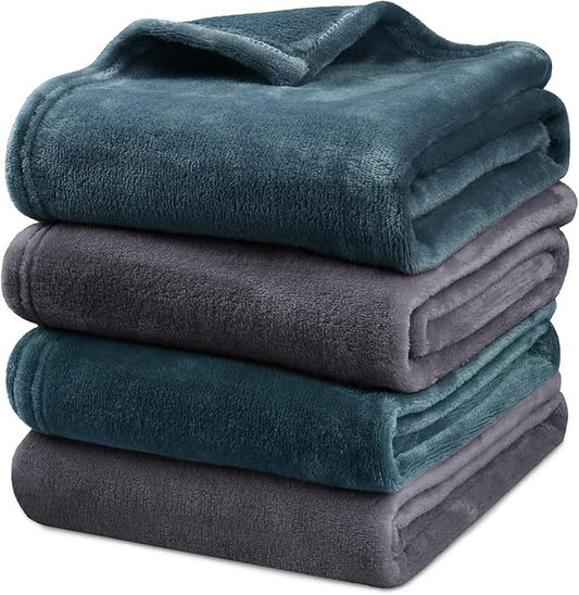 Onarway Dog Blanket Washable for Puppy: 4 Packs Dog Blankets 40”x28” - Fluffy Soft Small Throw for Cat Puppy Kitten Dogs - Fleece Pet Blankets for Bed Sofa Car and Indoor - Lake Green and Purple