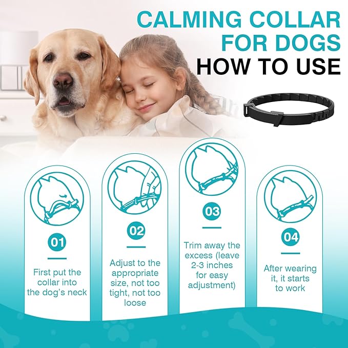 Calming Collar for Dogs 4 Packs Dog Pheromone Collars Relief Anxiety Stress Separation and Bad Behavior Pheromones Calm Lasts 60 Days 25 Inches Size Adjustable Waterproof Fit Small Large Medium Breed