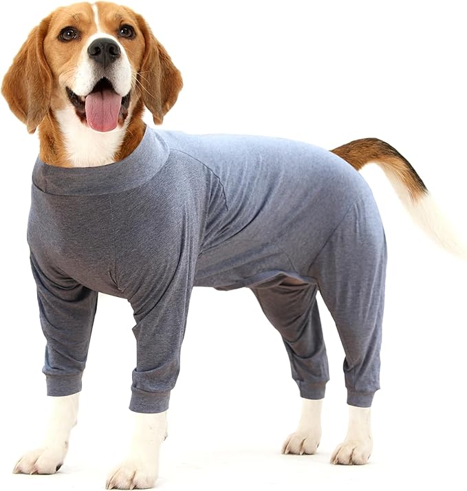 Dog Recovery Suit Abdominal Wound After Surgery Wear Prevent Licking Wounds E-Collar & Cone Alternatives Postoperative Shirt Dog Pajamas Long Sleeve Prevent Shedding (X-Large, Grey)