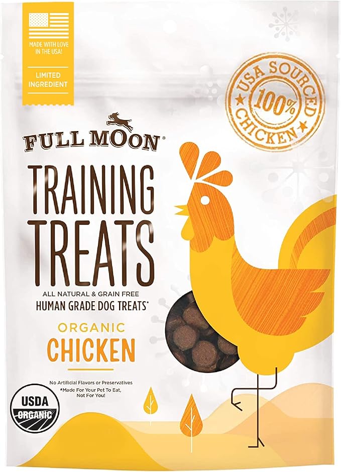 Full Moon USDA Organic Chicken Training Treats Healthy All Natural Dog Treats Human Grade 175 Treats 6 Ounce (Pack of 1)