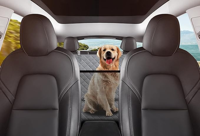 Dog Back Seat Cover Protector for Cars SUV and Trucks with Mesh Window, Scratchproof Nonslip and Waterproof Material(Grey)