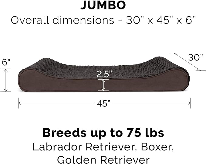 Furhaven Memory Foam Dog Bed for Large Dogs w/ Removable Washable Cover, For Dogs Up to 75 lbs - Ultra Plush Faux Fur & Suede Luxe Lounger Contour Mattress - Chocolate, Jumbo/XL