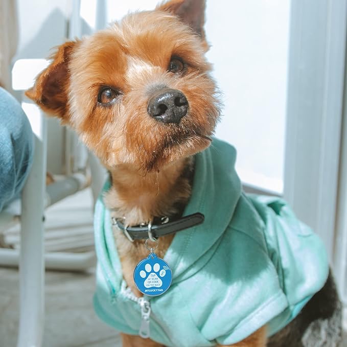 MYLUCKYTAG NFC & QR Code Smart Pet ID Tag Personalized Dog Cat Tag, Online Pet Profile, Pet Location Alert Email, Digital Pet Tag, Quiet Pet Tag, Durable Pet ID, Dog Collar Tag