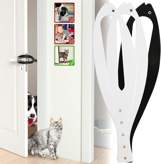 Cat Door Holder Latch Larger Adjustable Cat Door Alternative Fast Latch Strap Let Cats in and Keeps Dogs Out of Litter & Food and Safe Baby Proof No Measuring Easy to Install