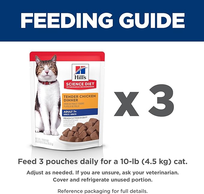 Hill's Science Diet Adult 7+, Senior Adult 7+ Premium Nutrition, Wet Cat Food, Chicken Stew, 2.8 oz Pouch, Case of 24