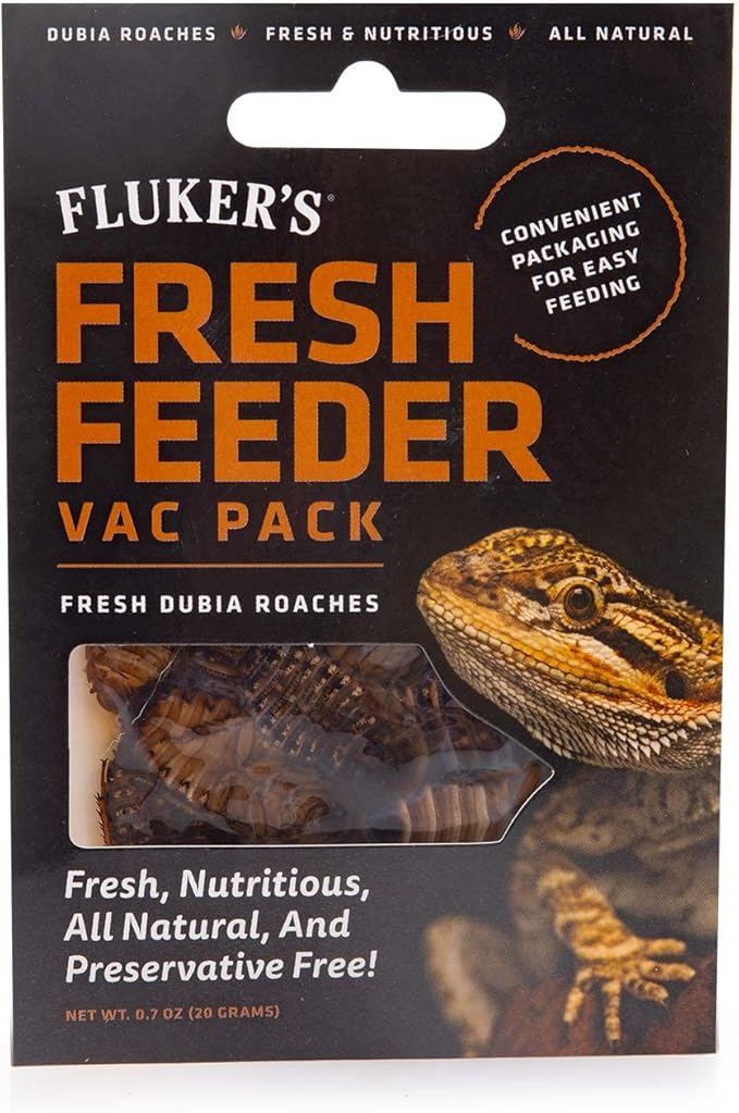 Fluker's Fresh Feeder Vac Pack Dubia Roaches, All Natural and Preservative Free, Great for Insect Eating Reptiles, Birds, or Small Animals, 0.7 oz