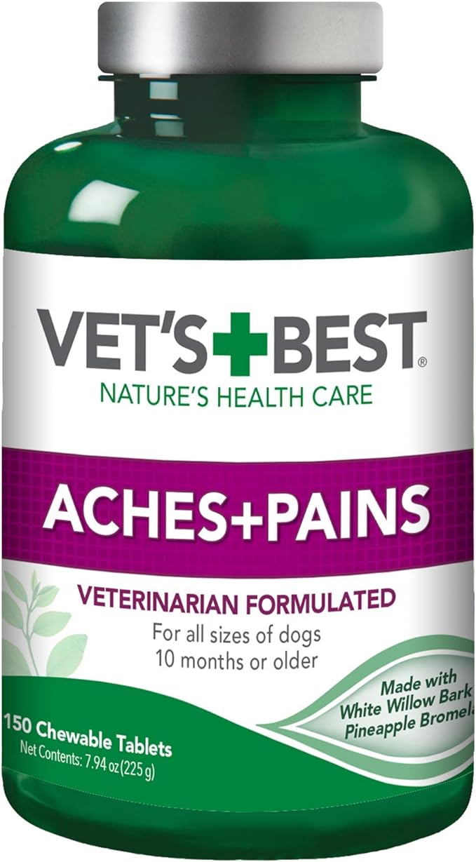 Vet's Best Healthy Coat Shed & Itch Relief Dog Supplements & Aches + Pains Dog Supplement - Vet Formulated for Dog Occasional Discomfort and Hip and Joint Support - 150 Count (Pack of 1)