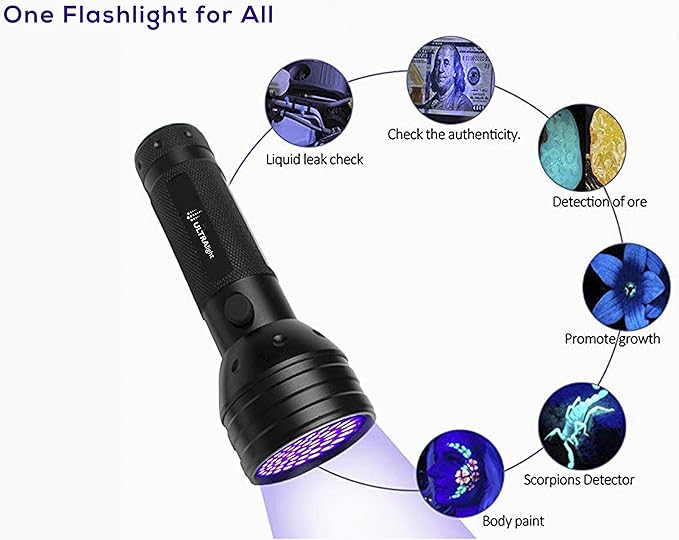 ULTRAlight UV Flashlight Black Light, 51 LED 395 nM - Detector for Pet Urine, Pet Stains and Bed Bugs