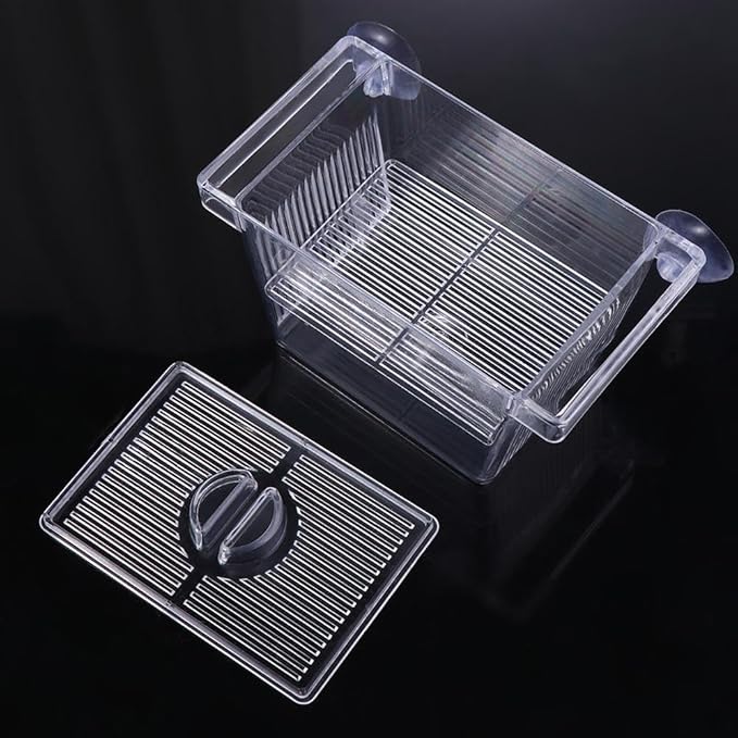 Fish Breeding Box Acrylic Hatchery Incubator Tank with Suction Cups Clownfish Incubator for Baby Fish Shrimp and Guppy