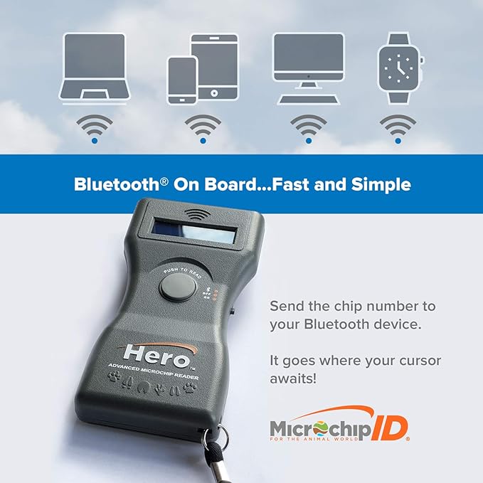 Hero Pet Microchip Reader, Bluetooth, Includes Case and Test Chip