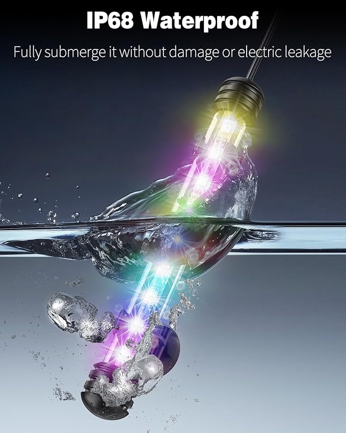 Pawfly Aquarium LED Light Underwater Fish Tank Light with Timer Auto On/Off Fish Tank Background Light with 4 Lighting Modes & 16 Single Color Effects Submersible Tube Light for Decoration