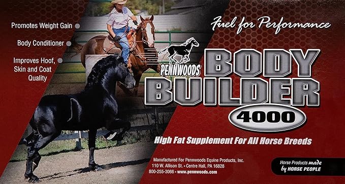 Body Builder 4000, Horse Weight Gain Supplement, High Fat and Energy Horse Weight Builder with Body Conditioning Horse Vitamins, Improves Hoof Quality - 12lb Bag